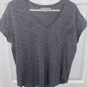 LOFT Heather Gray V-Neck Short Sleeve Tee